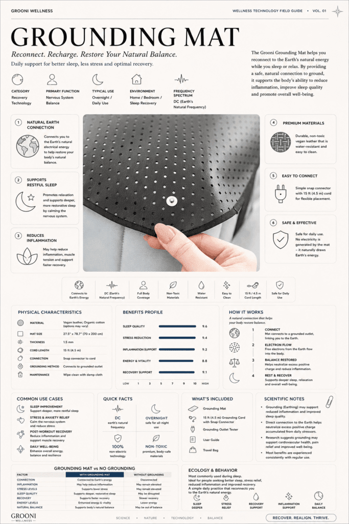 Grooni Wellness grounding mat visual guide